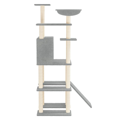 Vidaxl Rascador Para Gatos Con Postes De Sisal Gris Claro 166 Cm_3
