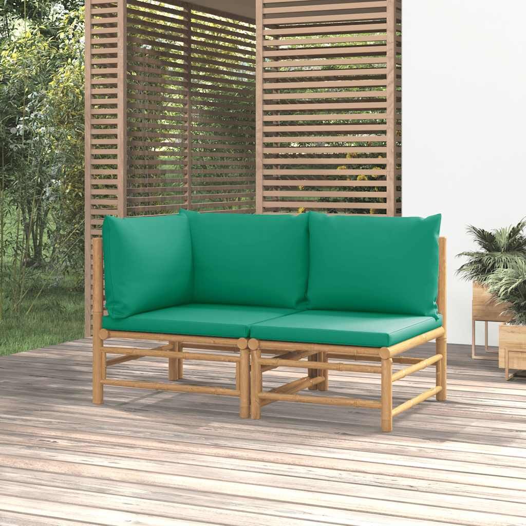 Vidaxl Set De Muebles De Jardín 2 Piezas Bambú Con Cojines Verde_1