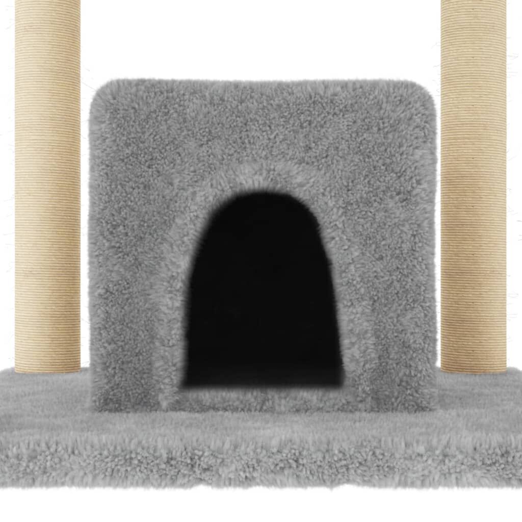Vidaxl Rascador Para Gatos Con Postes De Sisal Gris Claro 154 Cm_4