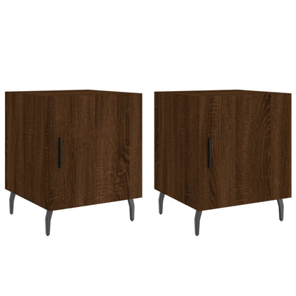 Mesitas Noche 2 Uds Madera Ingeniería Marrón Roble 40x40x50 Cm_0
