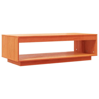 Mesa De Centro Madera Maciza De Pino Marrón Cera 110x50x33,5 Cm_0