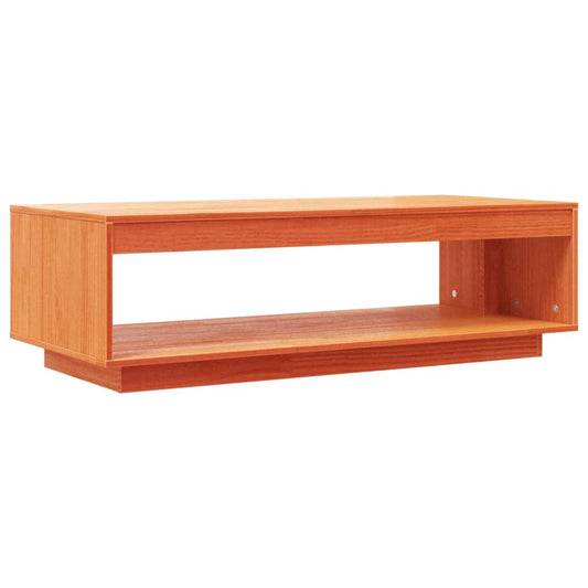 Mesa De Centro Madera Maciza De Pino Marrón Cera 110x50x33,5 Cm_0