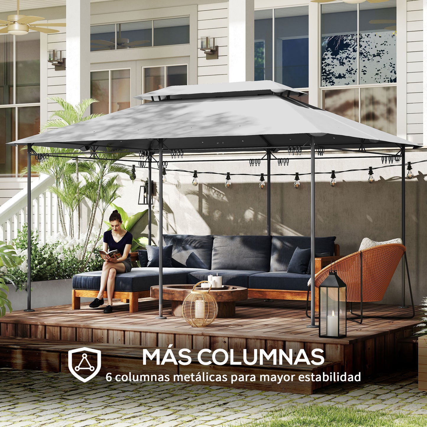 Outsunny Cenador De Jardín 4x3 M_4
