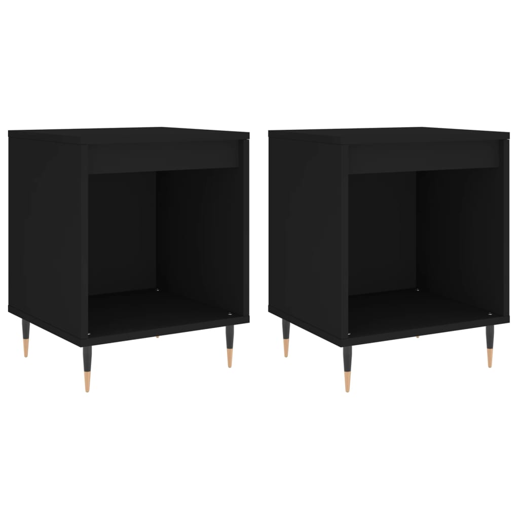Mesitas De Noche 2 Uds Madera De Ingeniería Negro 40x35x50 Cm_0