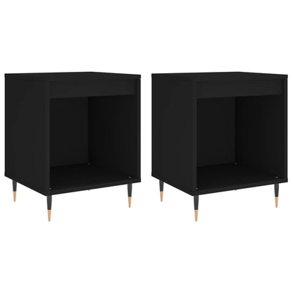 Mesitas De Noche 2 Uds Madera De Ingeniería Negro 40x35x50 Cm_0
