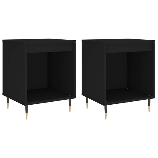 Mesitas De Noche 2 Uds Madera De Ingeniería Negro 40x35x50 Cm_0