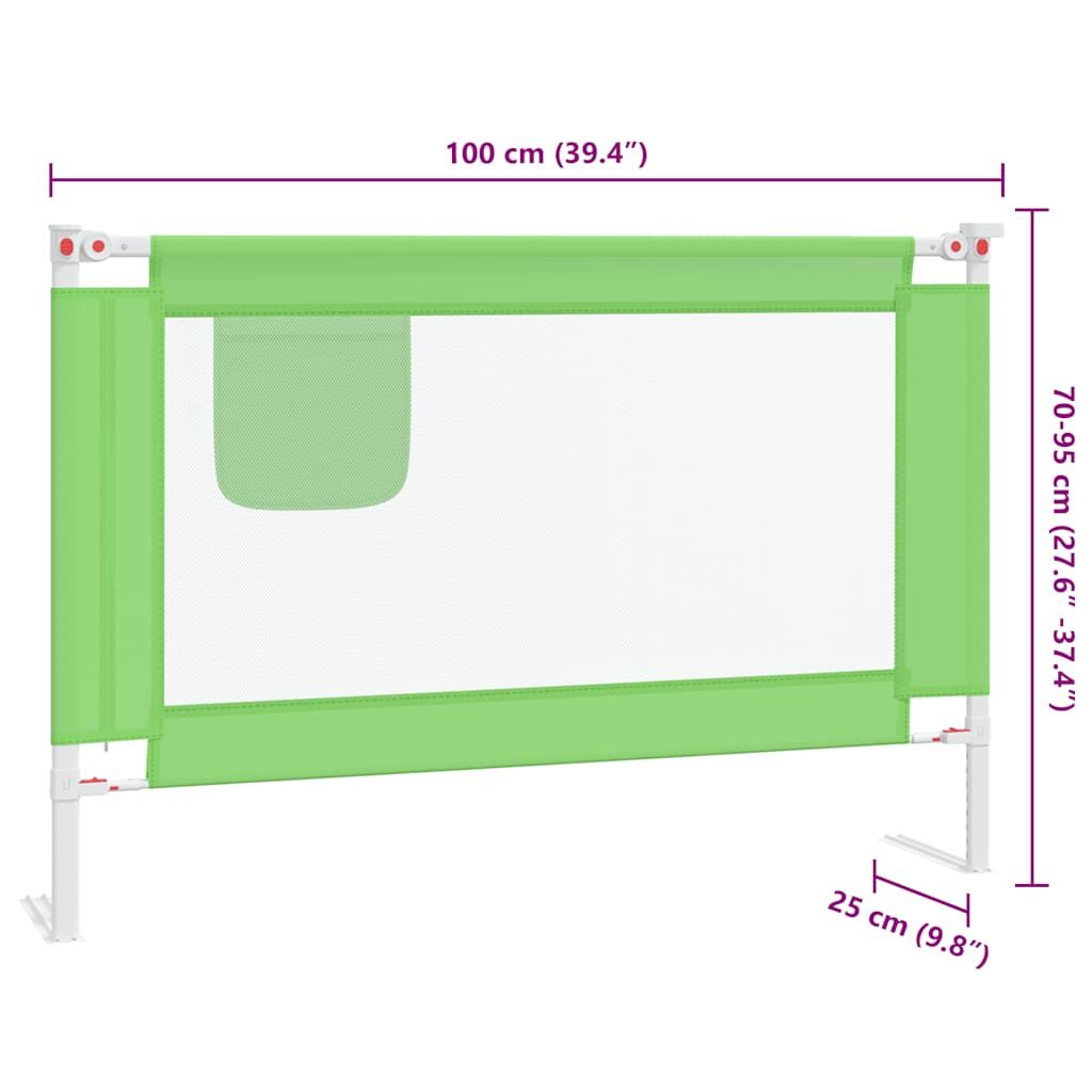 Vidaxl Barandilla De Seguridad Cama De Niño Verde Tela 100x25 Cm_2