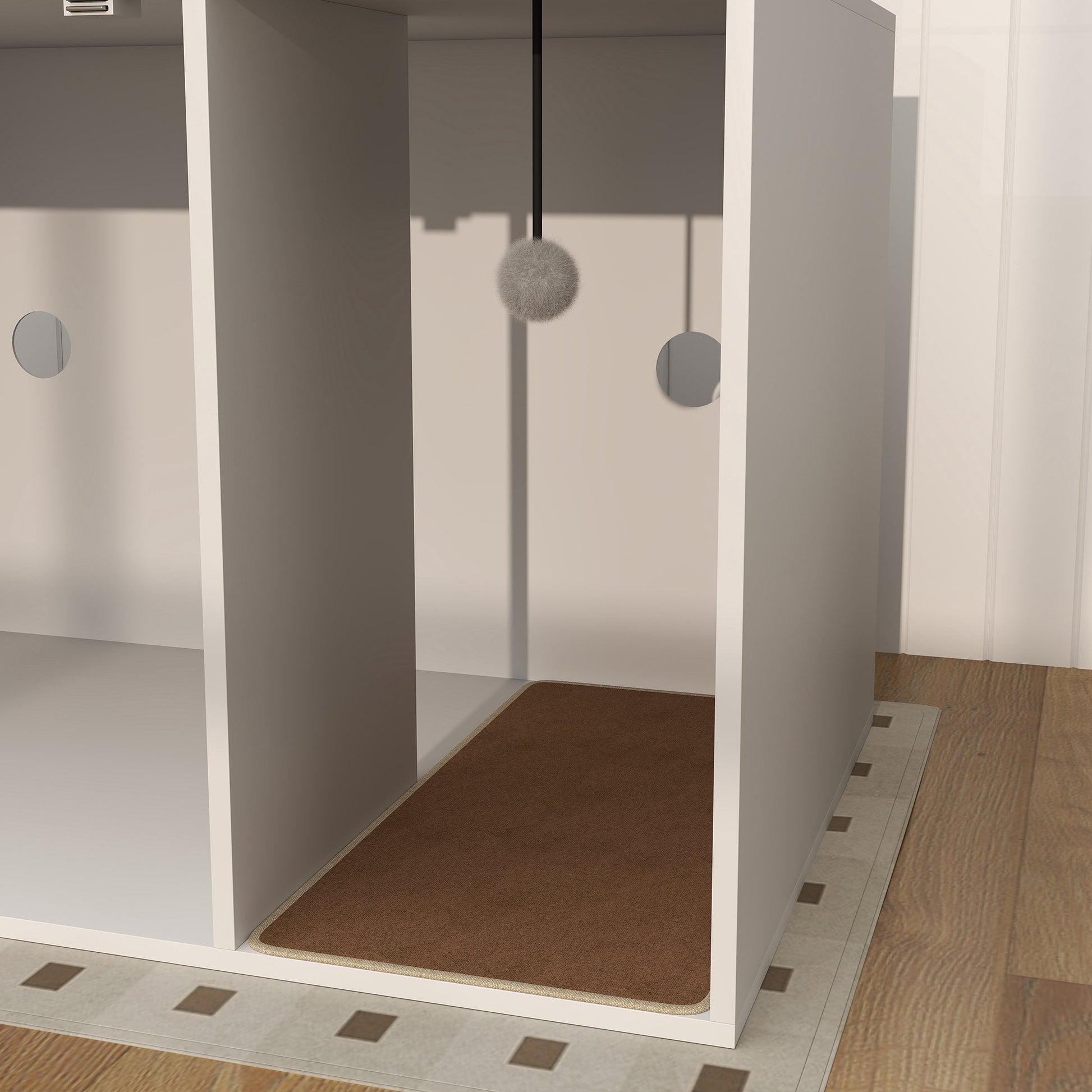Pawhut Mueble Arenero Para Gatos Con Almohadilla Para Rascar 80x50x50 Cm Blanco_3