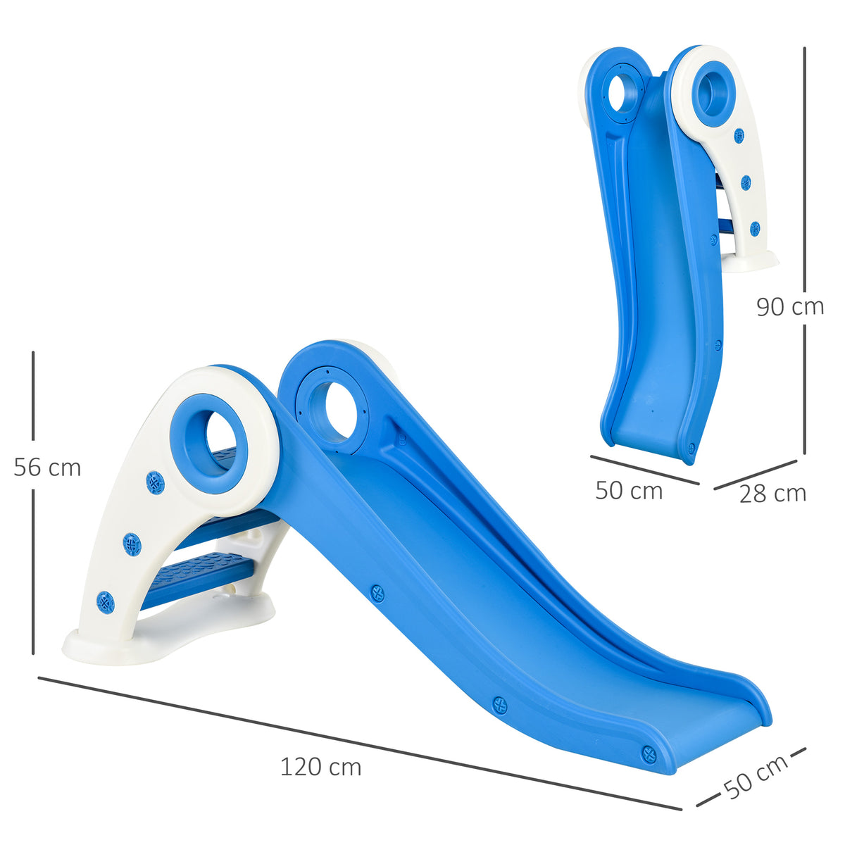 Tobogán Plegable Infantil Homcom Azul 120x50x56 Cm_2