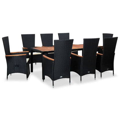Vidaxl Set Comedor De Jardín 9 Piezas Y Cojines Ratán Sintético Negro_0