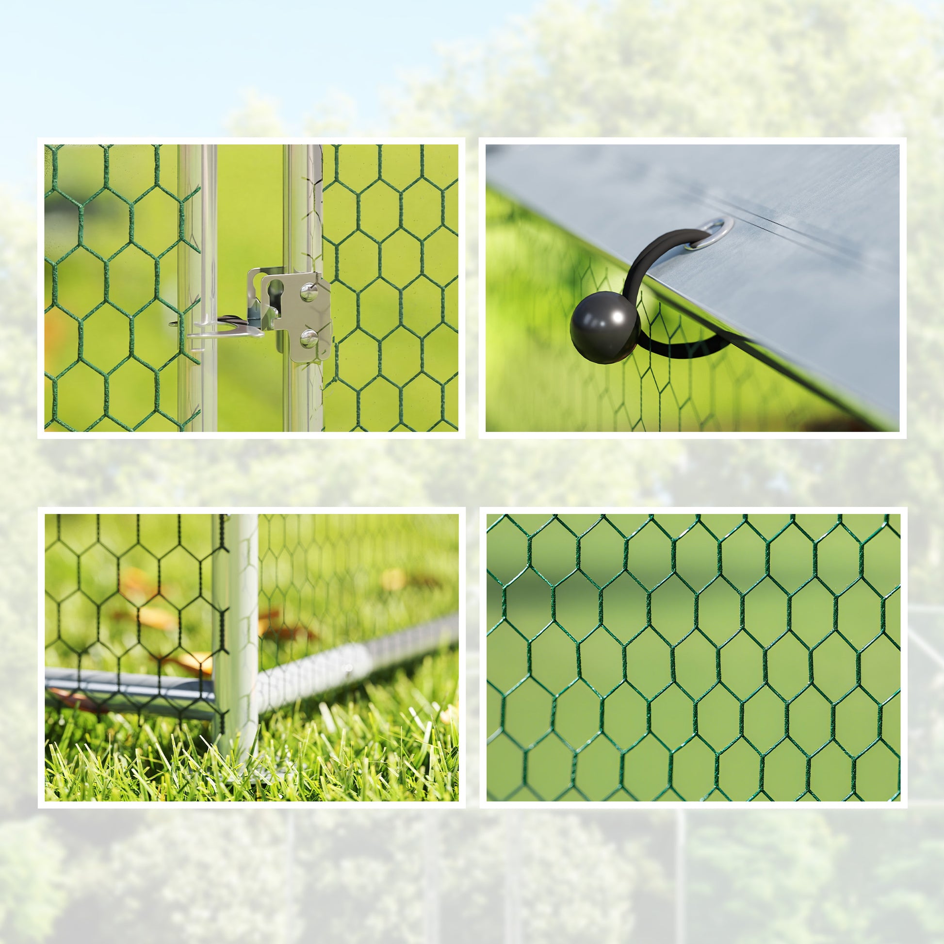 Pawhut Gallinero Para Exterior 2,8x5,1x1,9 M Para 15-24 Gallinas Plata_3