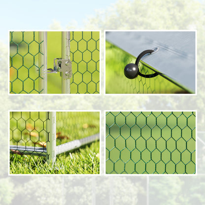 Pawhut Gallinero Para Exterior 2,8x5,1x1,9 M Para 15-24 Gallinas Plata_3