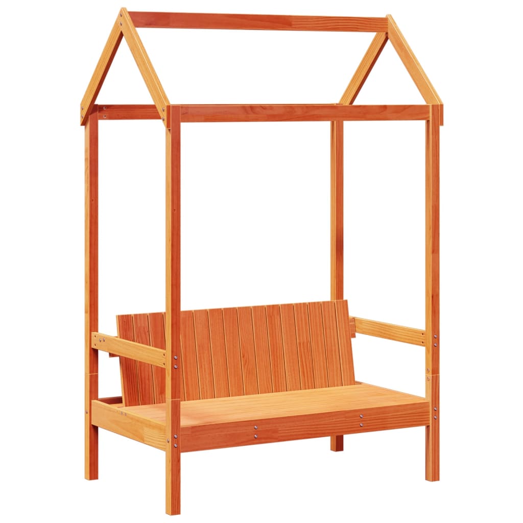 Sofá Cama Con Techo Madera Maciza Pino Marrón Cera 90x200 Cm_5