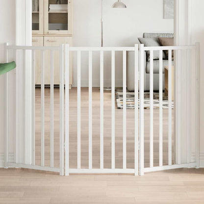 Vidaxl Puerta De Perros Plegable 3 Paneles Madera Abeto Blanco 150 Cm_1