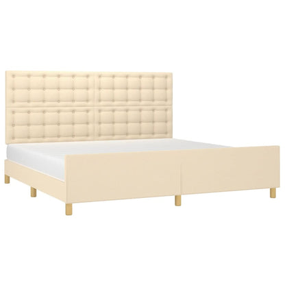 Estructura De Cama Con Cabecero De Tela Color Crema 200x200 Cm / Vetonek_2