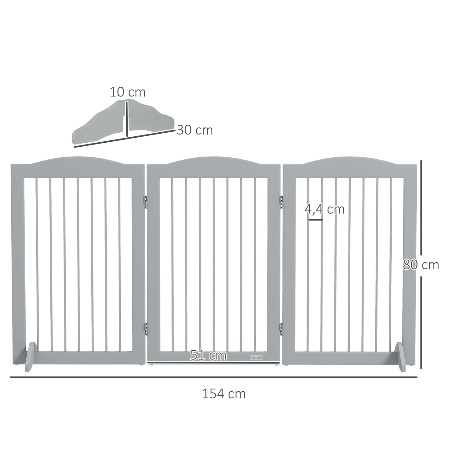Pawhut Barrera De Seguridad Para Perros Plegable 154x30x80 Cm Con Soporte De Pie_2