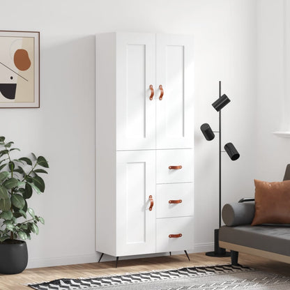 Aparador Alto Madera Contrachapada Blanco 69,5x34x180 Cm_0