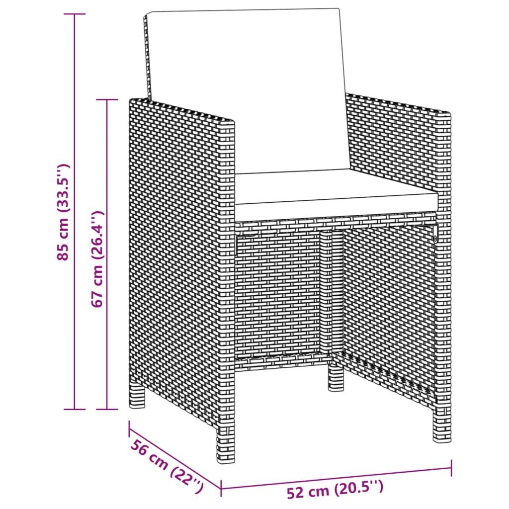 Vidaxl Set Comedor Para Jardín 3 Pzas Y Cojines Ratán Sintético Gris_2