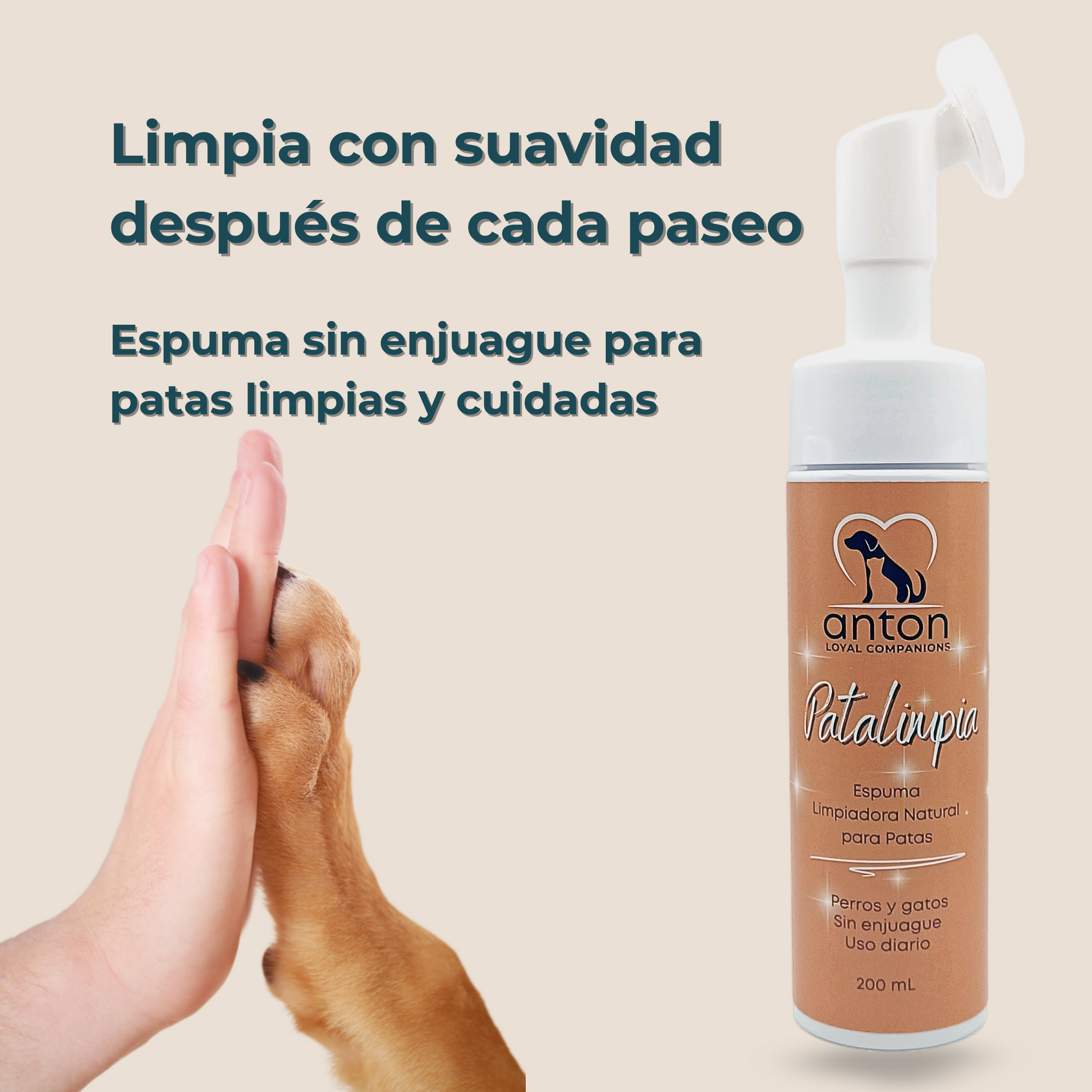Espuma limpiadora natural para perros y gatos – Limpieza de patas 200 ml_1
