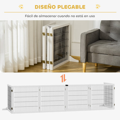 Pawhut Barrera De Seguridad Para Perros Plegable De Madera Con Soporte De Pie_5