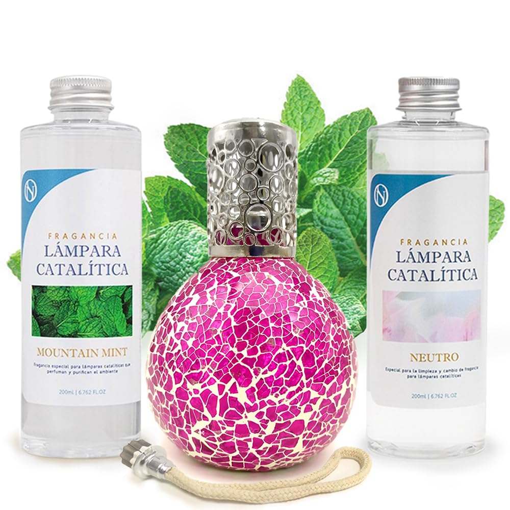 Pack Ahorro Lámpara Catalítica Mosaico Fucsia + Fragancia Mountain Mint 200ml + Limpiador Neutro 200ml + Mecha Repuesto_0