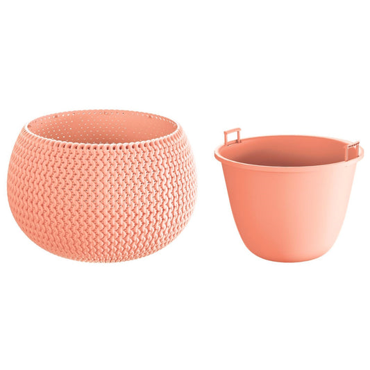 Maceta Redonda Con Deposito Splofy Bowl De Plastico En Color Melocoton 29 (largo) X 29 (ancho) X 19 (altura) Cm_0