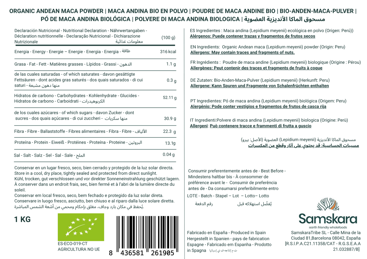 Maca En Polvo Bio - 1kg | Superalimento Ecológico Vegano Para Batidos, Smoothies Y Zumos, Sin Azúcares Añadidos_1