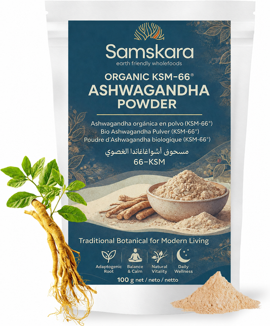 Ashwagandha Ksm-66 En Polvo Bio - 100g | Superalimento Ecológico Vegano Para Batidos, Smoothies Y Zumos_0