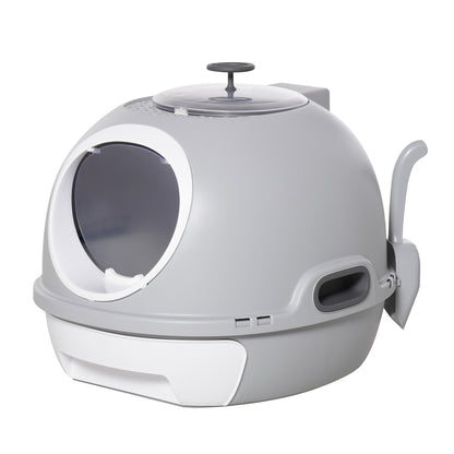 Pawhut Caja De Arena Para Gatos Con Claraboya Bandeja Extraíble Pala 47x55x44 Cm_0