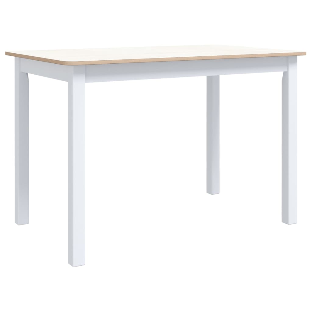 Mesa De Comedor Madera De Caucho Blanco Y Marrón 114x71x75 Cm_0