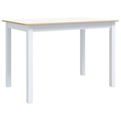 Mesa De Comedor Madera De Caucho Blanco Y Marrón 114x71x75 Cm_0