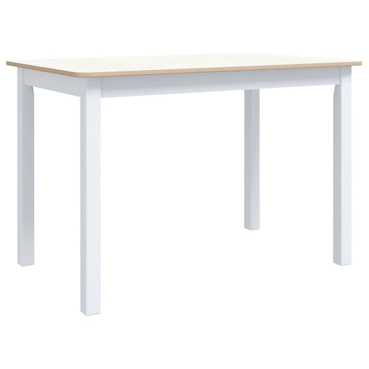 Mesa De Comedor Madera De Caucho Blanco Y Marrón 114x71x75 Cm_0