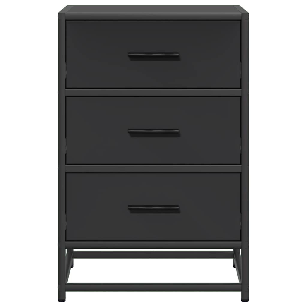 Mesita De Noche Madera Ingeniería Negro 40x34,5x60 Cm Metal_3