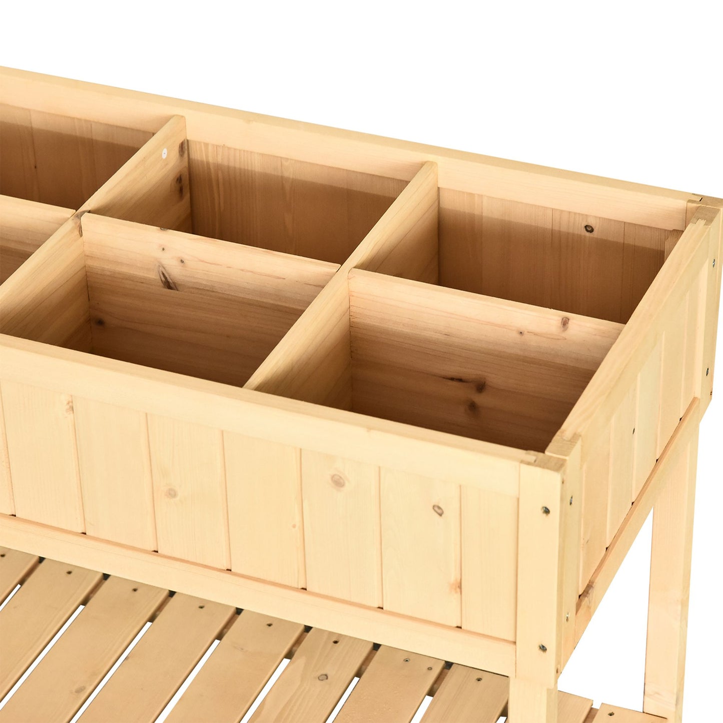 Outsunny Huerto Urbano Elevada De Madera Con Estante 120x60x81 Cm Natural_4