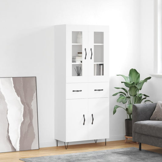 Aparador Alto Madera Contrachapada Blanco 69,5x34x180 Cm_0
