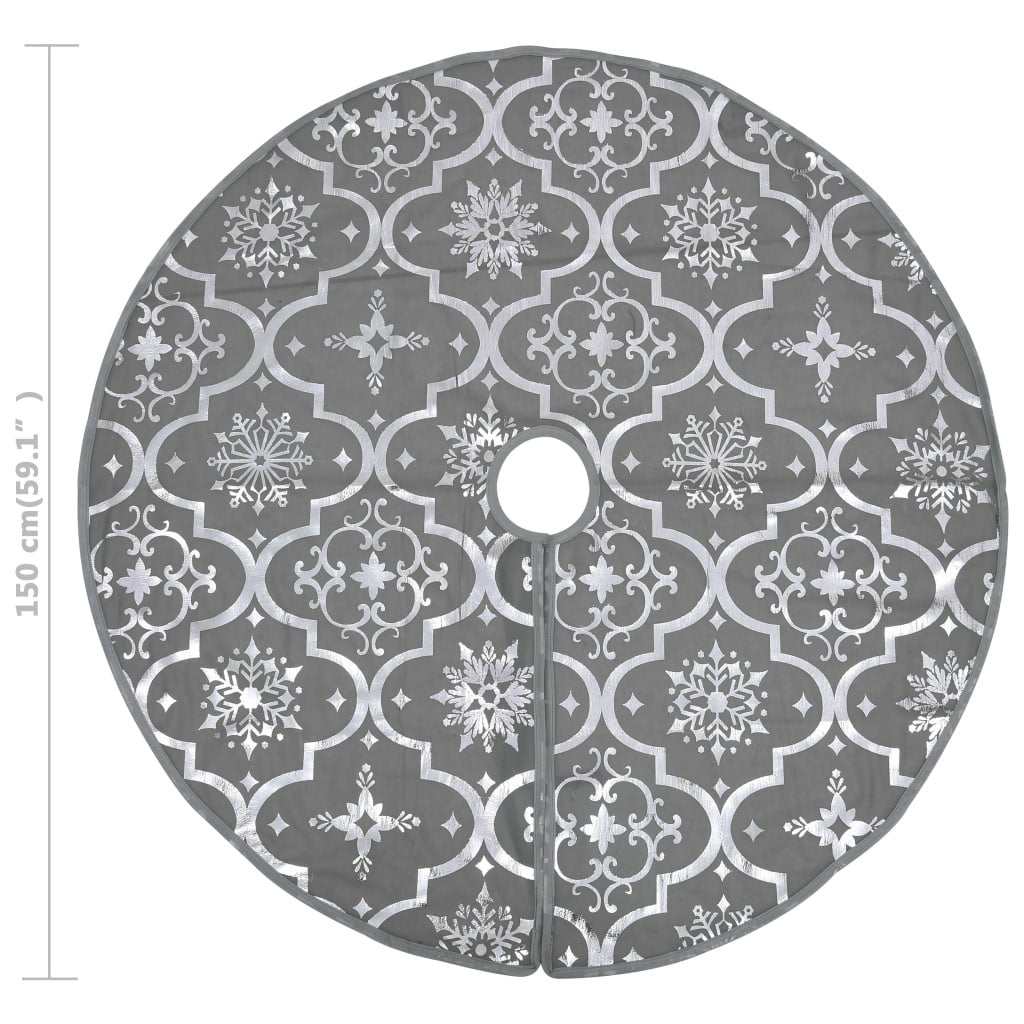 Vidaxl Falda Del Árbol De Navidad De Lujo Con Calcetín Tela Gris 150cm_2