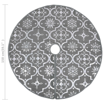 Vidaxl Falda Del Árbol De Navidad De Lujo Con Calcetín Tela Gris 150cm_2