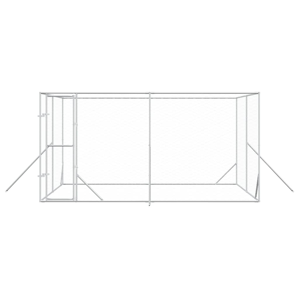 Perrera De Exterior Acero Galvanizado Plateado 4x4x2 M_3