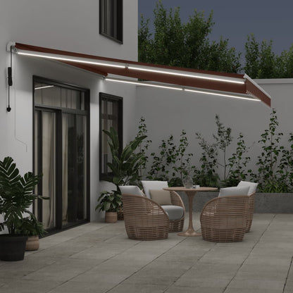 Toldo Retráctil Automático Con Luces Led Marrón 500x350 Cm_2