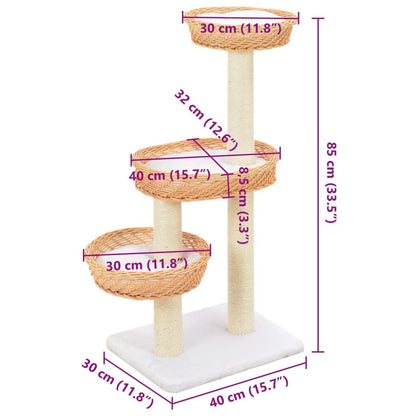 Vidaxl Rascador Para Gatos Con Poste De Sisal Madera Natural De Sauce_2