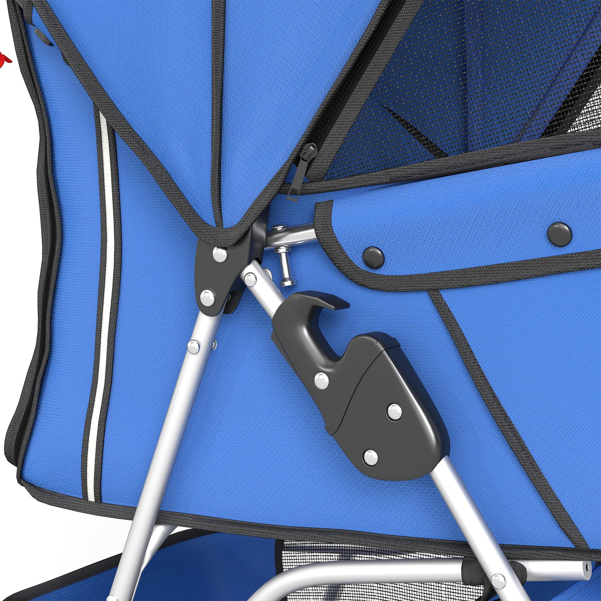 Pawhut Cochecito Para Perros Plegable Con Cesta De Almacenaje 77x44x102 Cm Azul_4