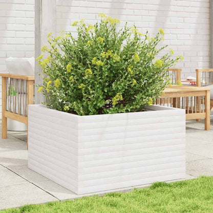 Jardinera De Madera Maciza De Pino Blanca 80x80x46 Cm_2