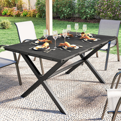 Outsunny Mesa De Comedor De Jardín Rectangular Con Encimera De Hdpe Negro_3