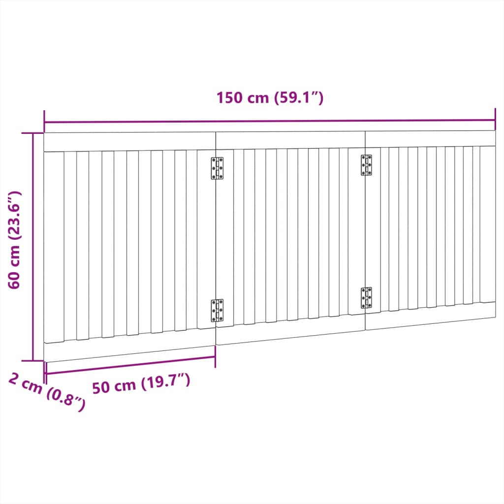 Vidaxl Puerta Para Perros Plegable 3 Paneles Madera Álamo Negra 150 Cm_2