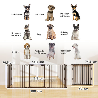 Pawhut Barrera De Seguridad 300 Cm Parque Para Perros De 5 Paneles Negro_2