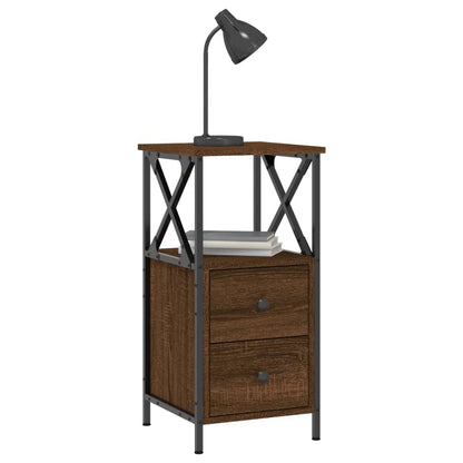 Mesita Noche 2 Uds Madera Ingeniería Marrón Roble 34x35,5x70 Cm_2