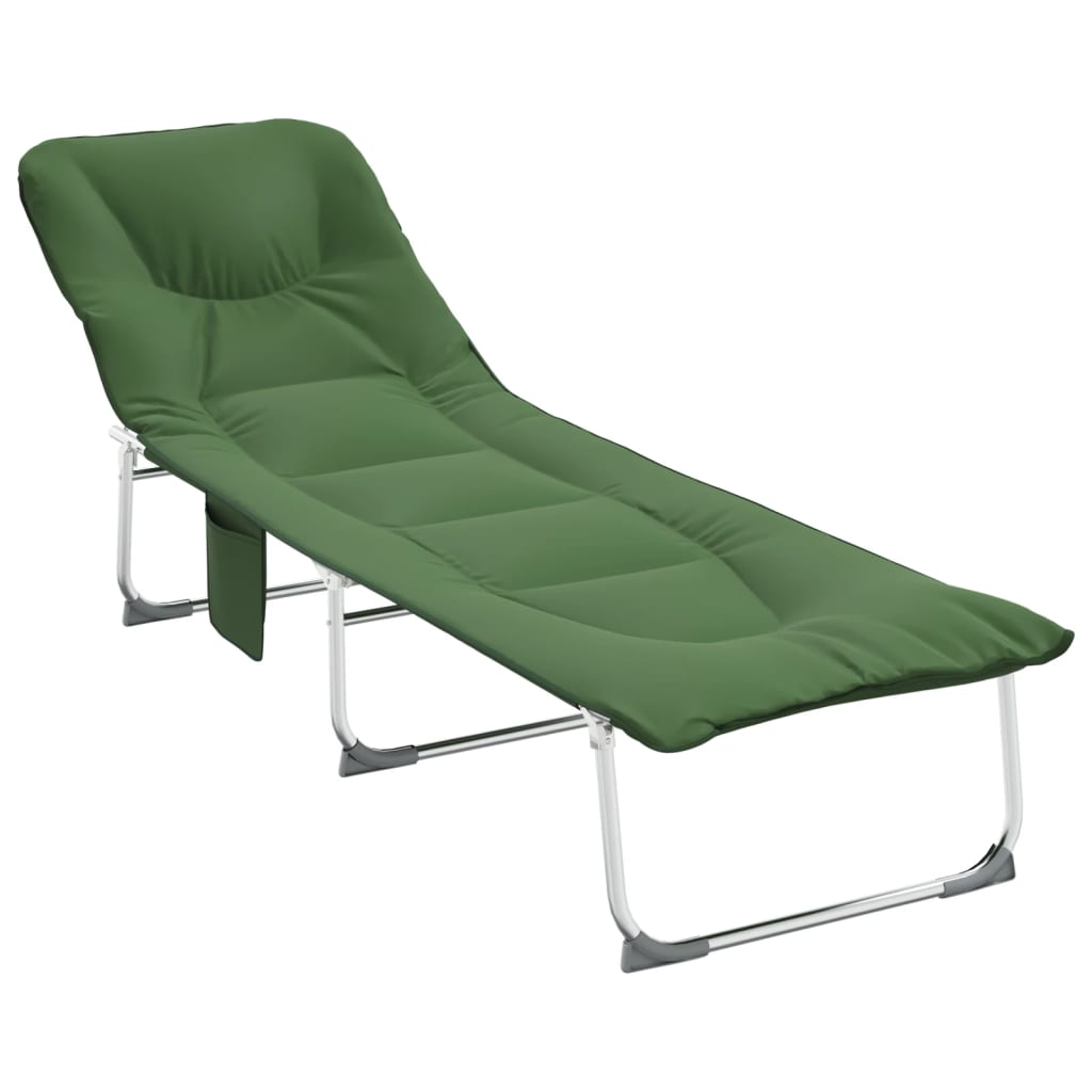 Tumbona Plegable Tela Verde Oscuro_1