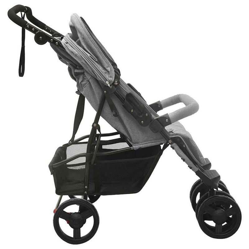 Vidaxl Carrito Para Gemelos De Acero Gris Claro_2