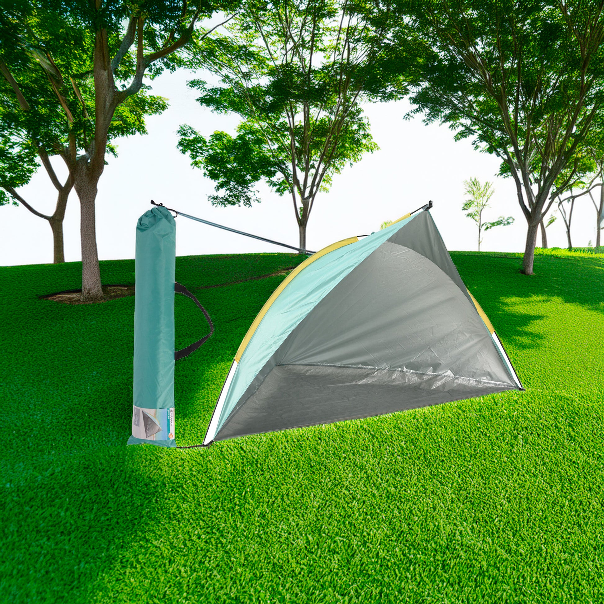 Well Home Refugio - Tienda De Playa En Poliéster 220x115x115cm Color Verde_3