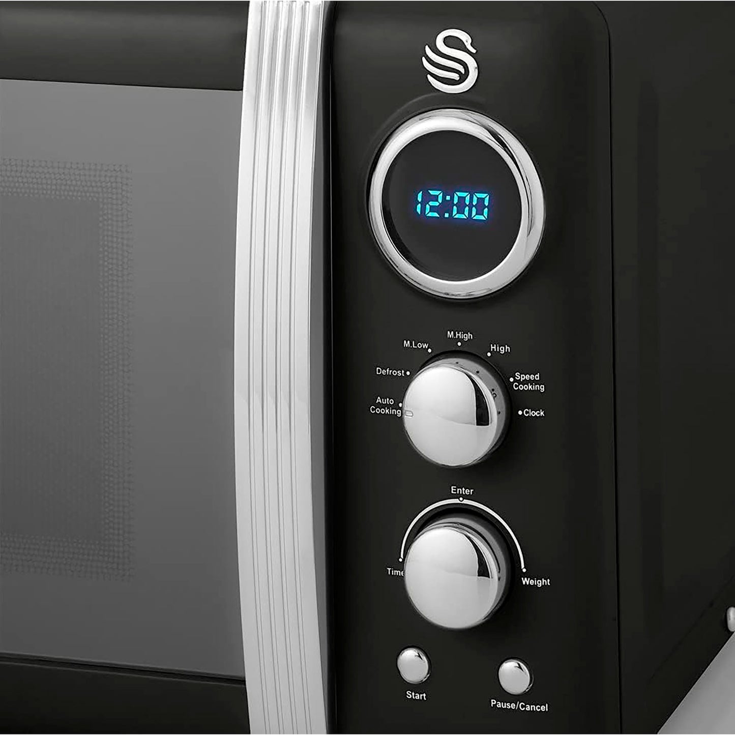 Retro Microondas Digital 20l, 5 Niveles De Potencia, Función Descongelación Temporizador 60 Min, Swan, Sm22030lbneu, Negro